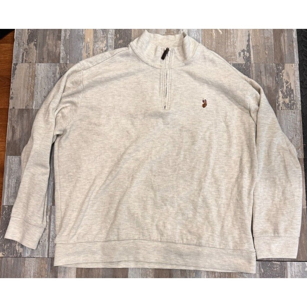 U.S. Polo Assn. 1/4 Zip Pullover Sweater Mens 2XL Grey